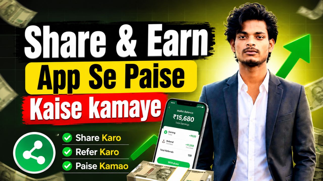 share & earn app se paise kaise kamaye